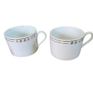 Pottery Barn Nile - Set of 2 Coffee Cups (White and Gold)